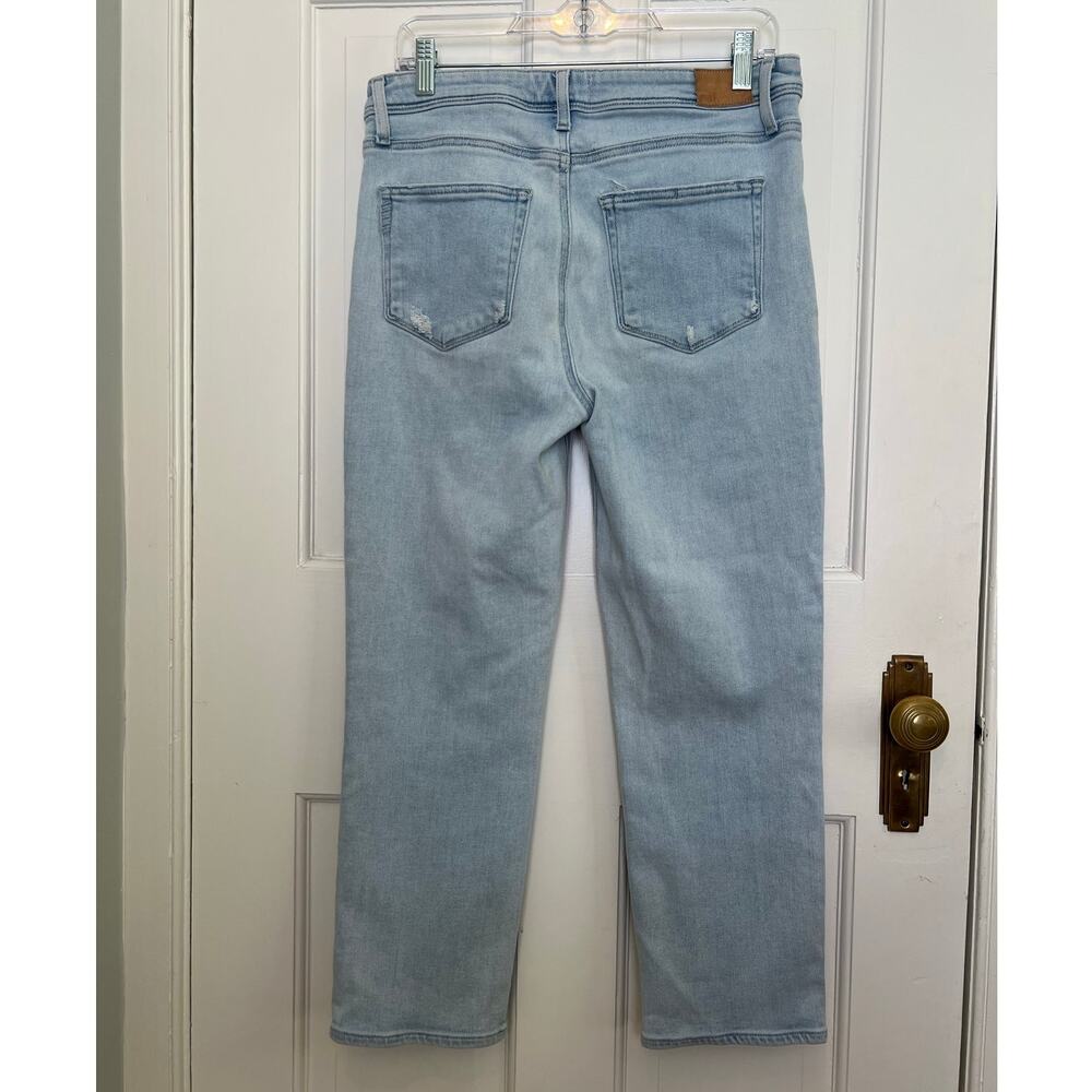 Paige Cindy Crop Straight Leg Jeans Light Wash High Rise Denim Women's 30 FLAW - Picture 2 of 16
